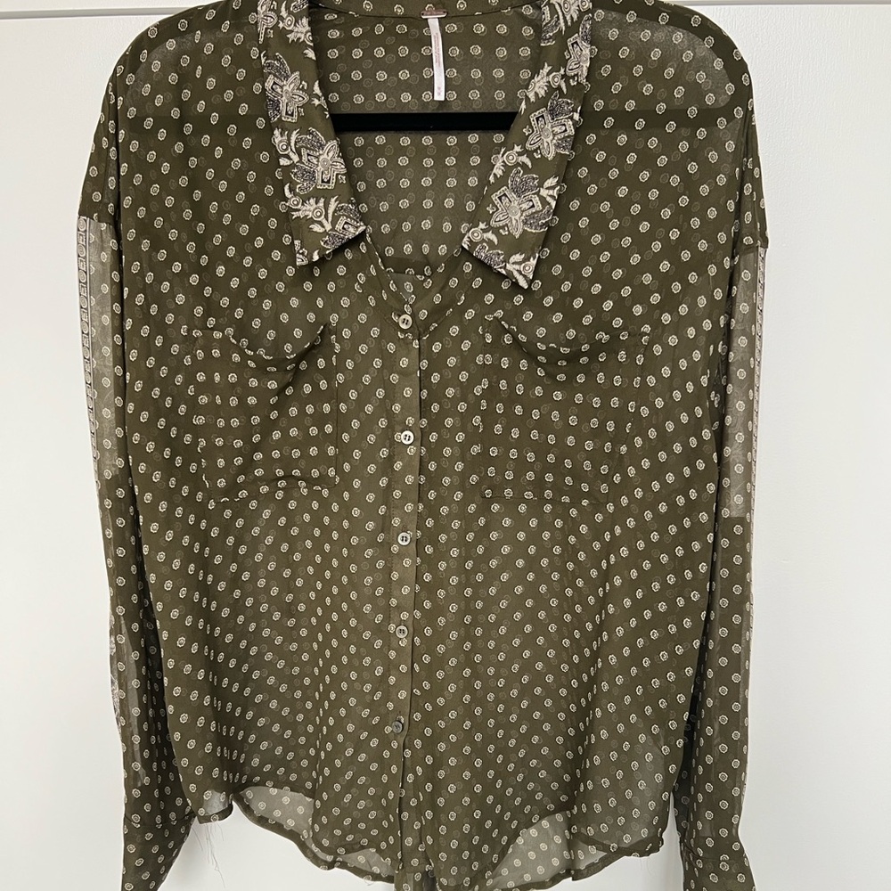 Free people women’s olive green blouse